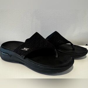 Skechers Women's Black Comfort Foam Thong Sandals